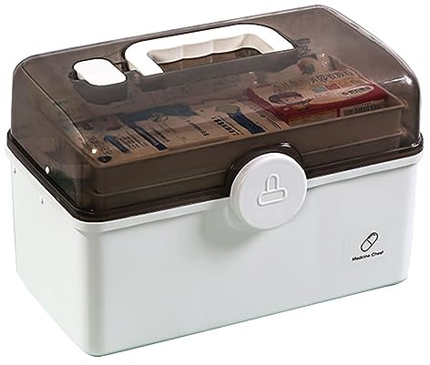 IGTOPS Hausapotheke Box, Medikamenten Aufbewahrung, Medizinbox, Medizinschrank Gross, Medikamenten Organizer, Multifunktions Aufbewahrungsbox, Große Kapazität (Weiß, L)