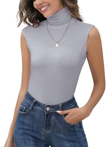 Camiseta Cuello Alto Sin Mangas Camisa Suéter Básico Jerséis Elástico Pullover Casual Ajustado Invierno Primavera Otoño Moda Cómodo Clásico