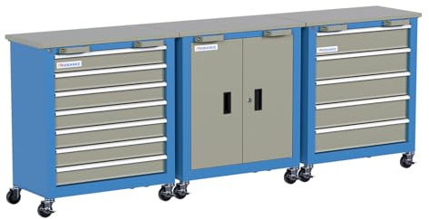 LARBANKE Combination Tool Cabinet,3 Different Types of Tool Cabinets with Connecting Buckle:5-Drawer/7-Drawer/Double-Door Tool Cabinet,Individually Usable,Large Rolling Tool Chest with Wheels