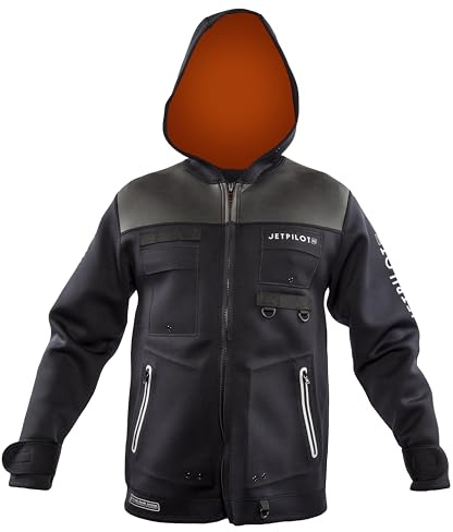 Jet Pilot - 2MM Tour Coat -2mm Flex Lite Neoprene - Insulated Neoprene Hood - Sailing Jacket, Fishing Jacket - Wetsuit Tops