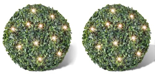 vidaXL 2X Sfera di Bosso Artificiale con Foglie 27 cm Luci a LED Pianta Finta