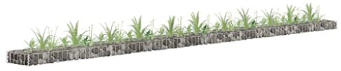 Makastle Parterre surélevé en Gabion, jardinière en Cage à Pierre, Lit Surélevé à Gabion, Parterre de Fleurs Jardin Terrasse Extérieur Jardinière, Panier à Pierres, Acier galvanisé 450x30x10 cm