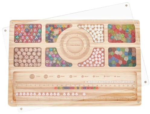 BENECREAT Perlenbrett Aus Holz Mit Transparentem Acryldeckel, 30x20x1.6cm Großes Armbandbrett Mit Maßperlen-Designtablett Für Die Herstellung von DIY-Schmuckarmbändern Und Halsketten