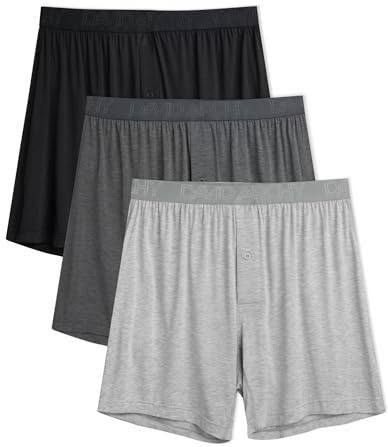 DAVID ARCHY Boxer Homme - Boxers Doux en Rayonne de Bambou pour Homme avec Braguette Boutonnée Caleçon Flottant Homme