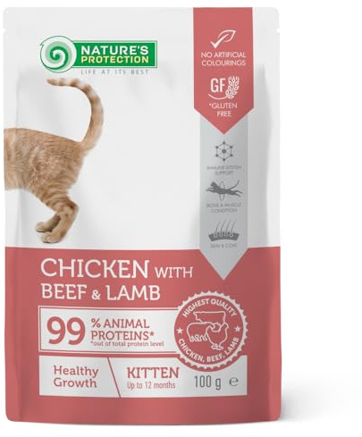 Nature's Protection Wet Cat Food with Chicken, White Fish & Cranberry - Hypoallergenic Cat Wet Food for Adult Cats - Cat Food Pouches for Urinary Health - Supports Kidney & pH Balance (22 x 100g)
