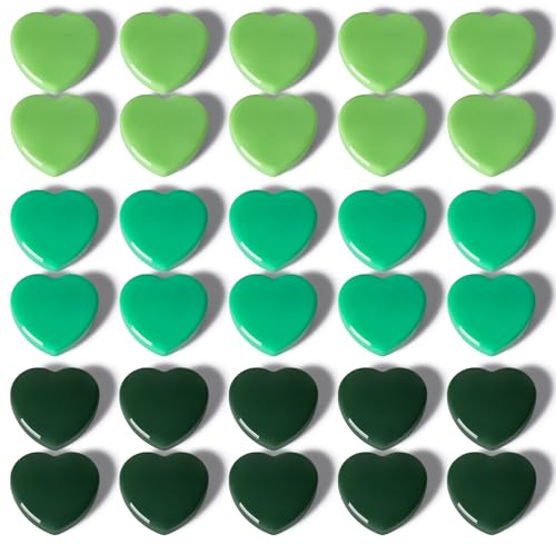 PYJLBX Calamite Frigorifero - 30 Pezzi Cuore Verde Calamite Potenti, Mini Calamite Piccole, Magnete Potente Calamita Frigo Magneti per Lavagna Magnetica Decorative per Ufficio Scuola Cucina Calendario