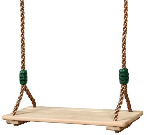 Siège Balançoire en Bois, Balançoire Enfant Adulte avec Longueur De Corde Réglable pour Jardin, Terrasse, Supporte 330lb