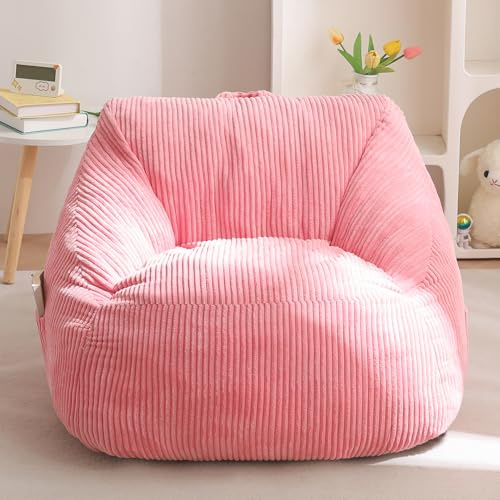 MAXYOYO Sillón Puff para Niños, Sofá Puff de Pana con Relleno de Espuma Incluido, Sillón Reclinable con Asa para Sala de Estar, para Jugar, Leer y Relajarse