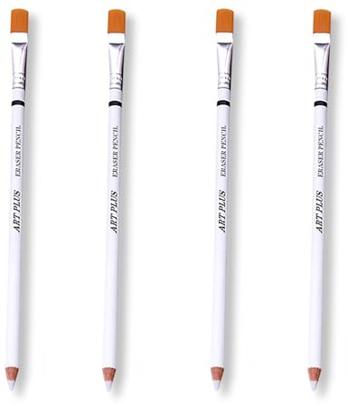 fKiZanthene Lot de 4 gommes avec brosse pour dessin, écriture et croquis, gomme précise pour l'école et le studio