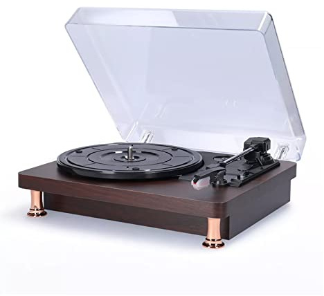 Giradischi in vinile retrò con coperchio antipolvere Giradischi in stile nostalgico classico Giradischi 33/45/78 giri/min Grammofono Fonografo