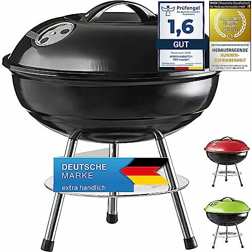 Goods & Gadgets Micro Barbecue à charbon compact en acier inoxydable émaillé 40 cm Noir