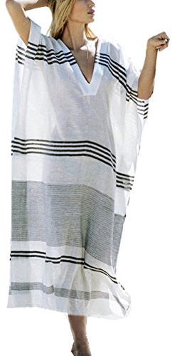 L-Peach Women Roomy Nightgown Long Loungewear Cardigan Kimono Beach Dress Bikini Cover ups Tops