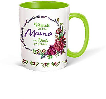 Trötsch Tasse Kranz Mama weiß grün: Kaffeetasse Teetasse Geschenkidee Geschenk (Keramiktasse: Blumenkranz)