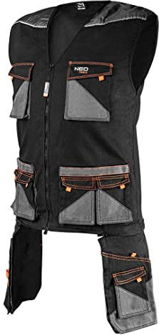 NEO TOOLS Gilet da lavoro HD Slim, 60% cotone, 37% poliestere, 3% elastan, peso 285 g/m2, aderente, tasche, Nreflex, tasca per attrezzi (M)