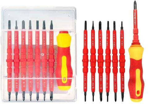 Insulated Screwdriver Set, 14 in 1 Electrician Maintenance Tools Kit, Magnetic Screwdriver Tool Kit with Soft Handle Multifunctional Interchangeable Chrome Vanadium Screwdrivers