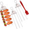 3 Pcs 3 Way Grill Skewers Stainless Steel Barbecue Skewers with Push Bar Slider Brush and Bag Reusable BBQ Grill Skewers for Meat Vegetables Chicken Sausages BBQ Accessories