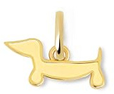 SINGULARU - Charms Mini Perro Teckel Enamel. Charms en Latón con Acabado en Baño de Oro de 18kt. Colgantes con Motivo y en Esmalte Amarillo o Azul. Joyas para Mujer