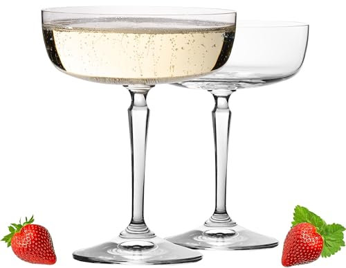IMPERIAL Eckige Sektschalen 260ml Set 2-Teilig 'Rio' Champagnergläser Sektgläser aus Crystalline Glas Spülmaschinenfest