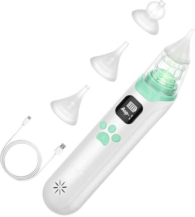 Elektrischer Nasenstaubsauger Für , Elektrisches Saug Der Nase Für , Elektrisches Nasensaugen Für Kinder Mit 3 Flexiblen Silikon-Tipps-negativen Drucksaugung A.