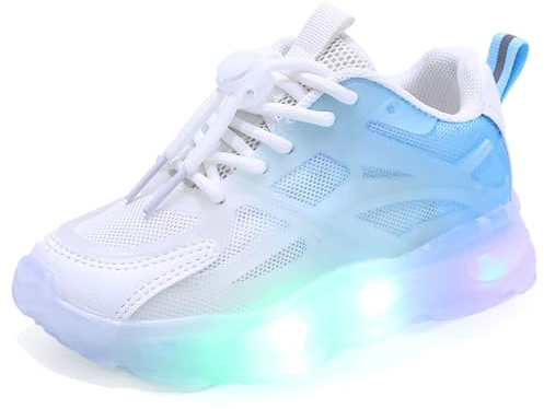Scarpe LED for bambini, scarpe lampeggianti for bambini, scarpe luminose for bambine, scarpe for bambini con luce. Sneakers leggere, antiscivolo e traspiranti for la primavera e l'estate 21-36(bianco,