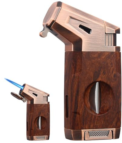 WDKXCN Accendino sigaro con taglierina, ricaricabile a gas, fiamma a reazione, per cucine, campeggio, caminetti