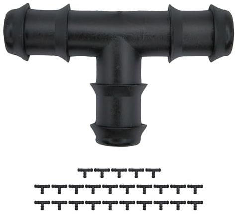 IBRIQO® Conector T – Manguera 16mm | Pack 25 | Riego por Goteo, Jardín, Plantas, Terraza, Aspersores, Nebulizadores, Difusores