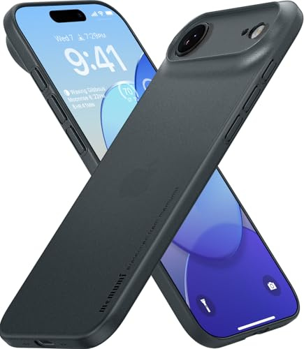 memumi Skal för iPhone Air, Tjocklek 0,3 mm, Slim Fit, Matt yta [Stötbeständigt, Halkskydd, Anti-rep] Skyddskåpa Extra Tunn för iPhone 17 Air- transgrått
