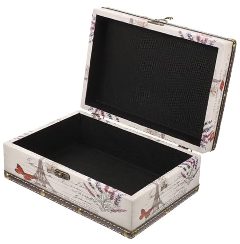 LRXIYODE Caja Joyero Retro de Madera con Diseño Torre Eiffel y Cofre Tesoro Decorativo Pequeño para Almacenamiento de Joyas y Recuerdos Resistente y Multifuncional para Hogar y