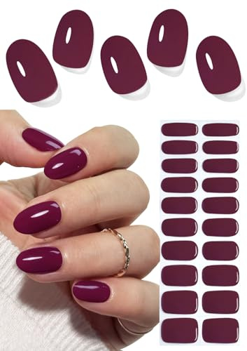 Unghie Gel Adesive UV, Ciliegia chiara 20 PCS Smalto Adesivo per unghie, Strisce di Smalto Gel per Unghie
