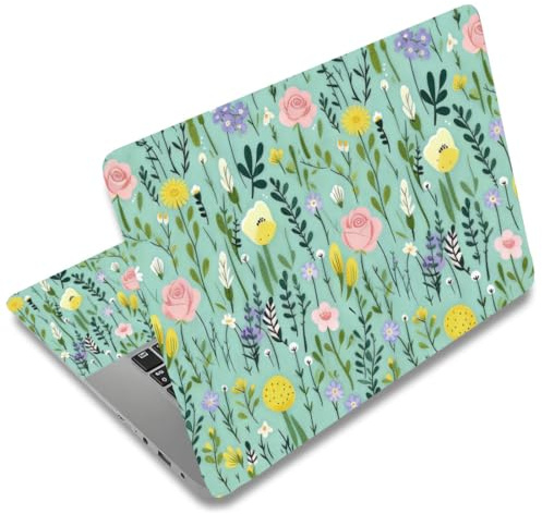 SUPERDANT Juego de 3 pegatinas para la piel del ordenador portátil, decoración floral verde botánica para 12 y 16 pulgadas, vinilo resistente a los arañazos, 27 x 38 cm
