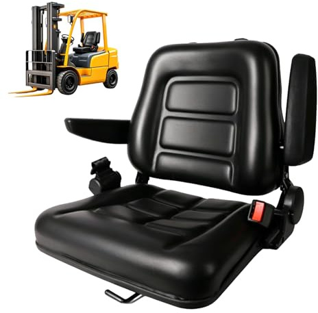 Sedile per carrello elevatore, sedile trattore, sedile universale per carrello elevatore con schienale regolabile da 35° a 180°, guida scorrevole, montaggio universale 23 x 28 cm