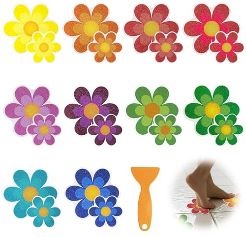 ROEOWENE 20pcs Adesivi Antiscivolo Doccia en Forma di Fiore per Vasca da