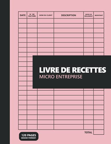 livre de recettes micro entreprise: Rose journal recettes dépenses micro entreprise I Cahier de Compte Auto Entrepreneur Conforme aux Obligations ... budget francais I Grand format 120 Pages A4