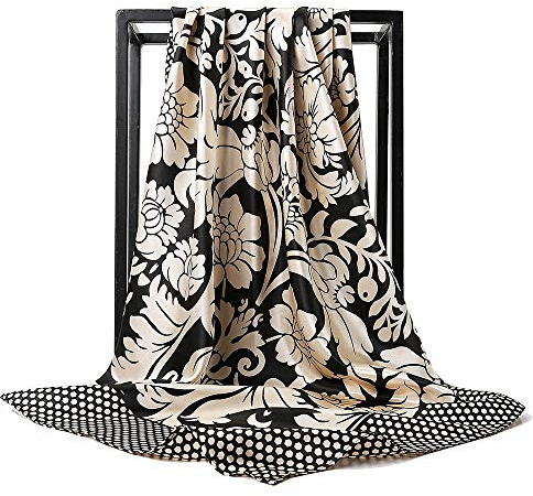 Ecroon Dam Square Sjal Dam Elegant Varm Stol Silk Känsla Halsdukar Halsdukar Halsdukar, J, one size
