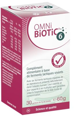 OMNi-BiOTiC 6 | Probiotique | Équilibre intestinal au quotidien | 6 souches bactériennes | 4 milliards d’UFC par portion | 30 portions | Flacon en verre | En poudre | Contient de l’inuline