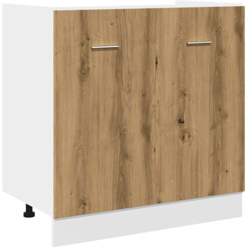 Tomostar Meuble Cuisine sous-évier, Meuble Bas pour évier Armoire de Cuisine Lyon chêne Artisanal 80x46x81,5 cm