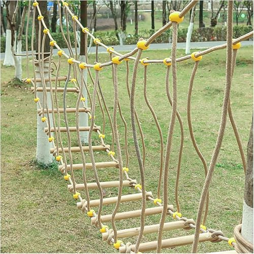 Earnmore Puente Al Aire Libre para Jardín De Infantes, Equipo De Entrenamiento Deportivo para Niños, Puente De Madera Maciza, Puente De Equilibrio, Puente De Escalada, Juguetes(Size:3m)