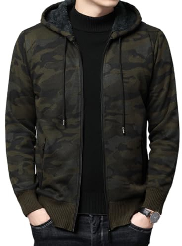 Shuanghao Sweats à-Capuche Pulls-Cardigans Homme - Tricoté Zippé Vetement Sport Blouson Automne Hiver Polaires Doublé Chaude Pull Hoodie Capuche Sweater Gilets Vêtement Chandail Jacket Homme