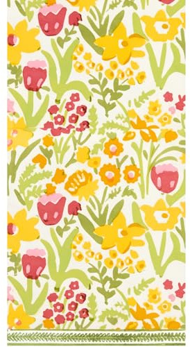 Stxy's 3ply 45ct Spring Floral Paper Napkins (Bleed-Free & Non-toxic Ink) Spring disposable hand towels for bathroom Tulips Daffodils Pink and Yellow Flowers Easter Dinner Napkins for decoupage