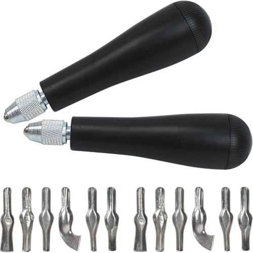 Wesafrae Juego de 2 Herramientas para Tallar Linóleo con 6 Cuchillas, Material para Hacer Impresiones y de Linóleo, Ideal para Esculturas DIY.