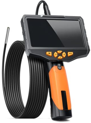 Borescopes NTS300 telecamera ispettiva da 5,0 pollici, telecamera endoscopica digitale industriale 1080P HD per ispezione di tubi di scarico, borescope serpentino impermeabile (Lente singola-5,5mm-3m)