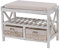 Mendler Schuhregal HWC-C48, Sitzbank Schuhablage, Shabby-Look Vintage 45x65x34cm - weiß