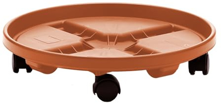 Bloem 16 Terra Cotta Round Planter Pot Caddy with Wheels, 150lb Capacity