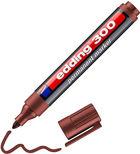 edding 300 Marqueur permanent - marron - 1 stylo - pointe ronde 1,5-3 mm - sèche vite, résiste à l'eau et aux frottements - pour carton, plastique, bois, métal, verre