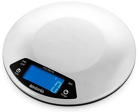Brabantia 480560 - Báscula con Temporizador, Redonda, Acero Mate