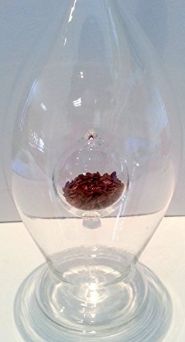Caraffa di vetro transparente, bottiglia di cristalo claro e soffiato con la bocca con cristalli di corniola rosso all'interno contenuto 0,5 litro altezza circa 30 cm,progettato e realizzato da oberstdorfer Glashütte