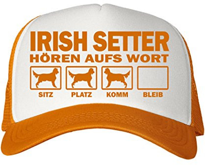 siviwonder Cap MESH - Irish Setter Jagdhund Jäger Jagd Irland - HÖREN aufs Wort - Baumwoll Trucker neon orange