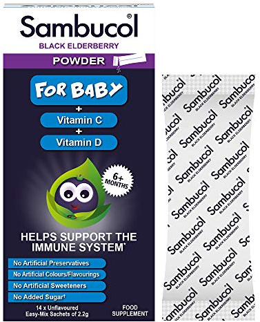 Sambucol Baby and Toddler Powder Sachets | with natural Black Elderberry | Vitamin C | Vitamin D | 14 sachets
