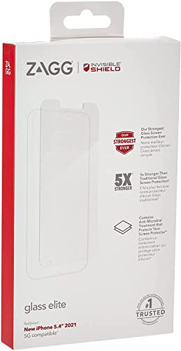 ZAGG InvisibleShield Glass Elite - Fortschrittlicher Aufprallschutz - für iPhone 13 mini - Abdeckung: Standard-Bildschirm, 200108727, farblos