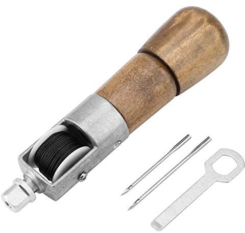 Fyearfly Lederwerkzeug Ahle, DIY Lederhandwerk Nähen Ahle Loch, Vorstecher Mit Holzgriff, Nähahle mit 2 Ersatznadeln und Holzgriff Für DIY Handwerkzeug